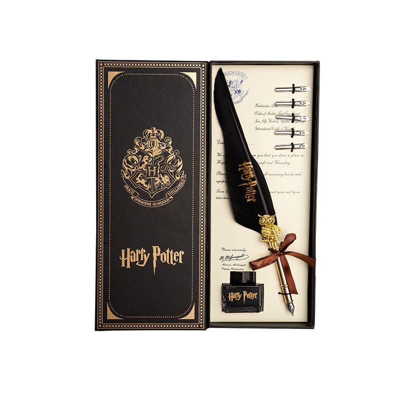 Harry Potter Vintage Feather Dip Pen Writing Set with ink Calligraphy Quill Pen Gifts - CLARET RED โ image 5