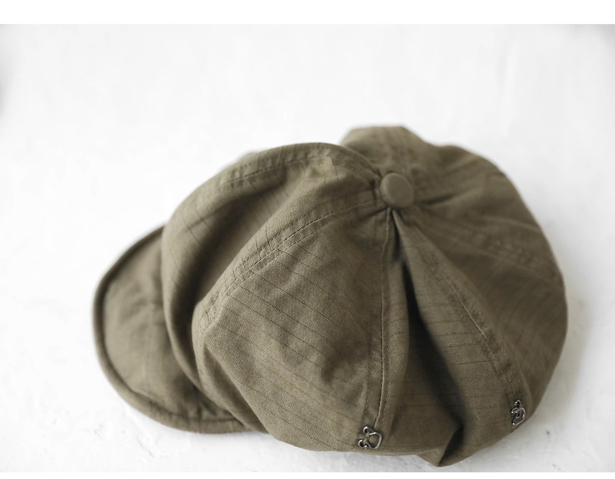 Oversized Slouchy Newsboy Cap - Vintage Japanese Style Baker Boy Hat - Soft Textured Fabric - Khaki (Adjustable 54-60cm) — image 5