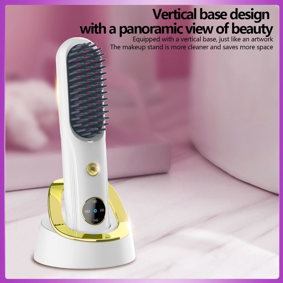 Cordless Hair Straightener Brush, Portable Mini Ionic Hair Straightener with Titanium Plates, USB Rechargeable Travel Straightening Comb for Short, Wavy Hair โ image 4