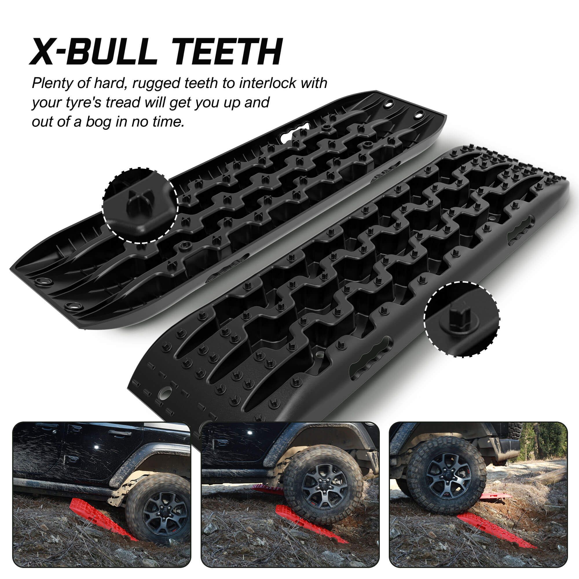 X-BULL Recovery tracks Boards 10T 2 Pairs Sand Mud Snow With Mounting Bolts pins Black — image 6