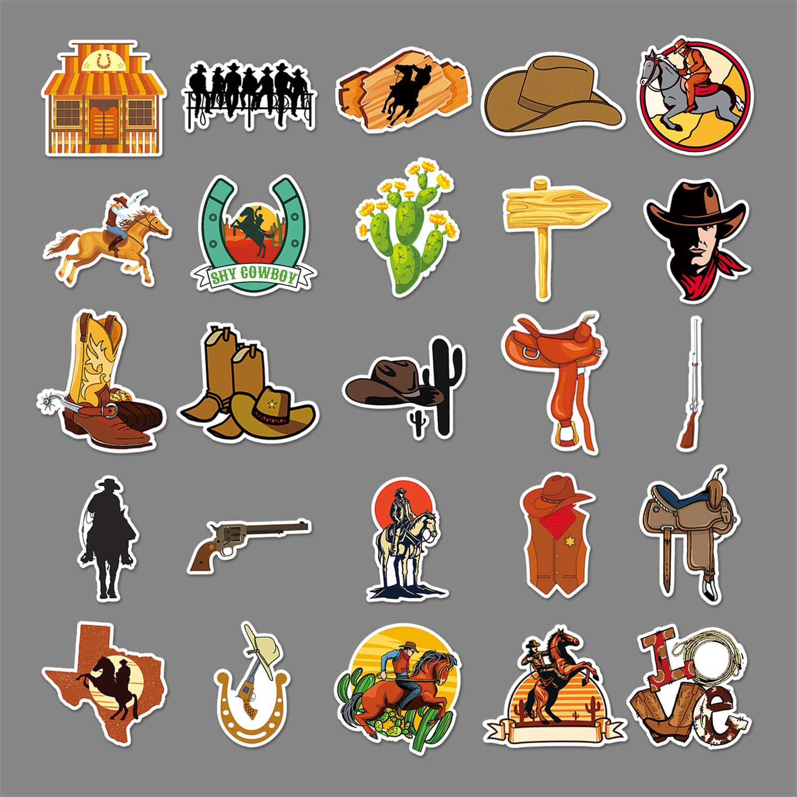 Cowboy Stickers Country Western Stickers Pack 50pcs-Suitable for Laptop Travel Case Notebook Phone Car Scrapbook Water Bottle โ image 3