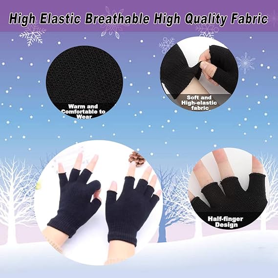 Unisex Black Touchscreen Gloves 2 Pack - Ideal for Work Writing Typing with Half Fingers — image 2