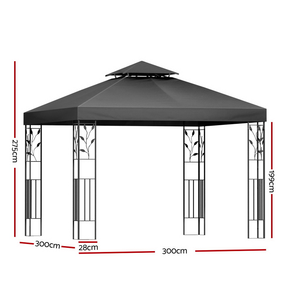 Instahut Gazebo 3x3m Marquee Outdoor Wedding Party Event Tent Home Iron Art Shade Grey โ image 2
