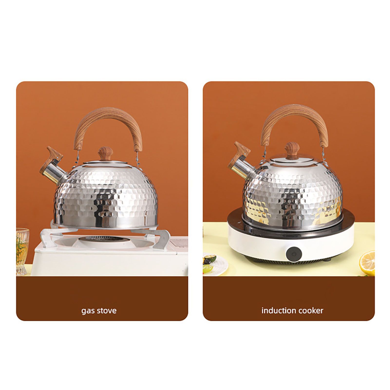 Water Kettle Stainless Steel Whistle Water Kettle Large Capacity Flat Bottomed for Gas Induction Cooker Boil Water 2L Hammer โ image 5