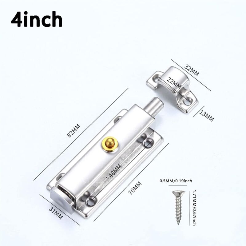 2 pcs Interior Door Lock, Bathroom Door Lock With Spring Knob, Silver, Black Automatic Door Lock 4 Inch/100Mm, For — image 2