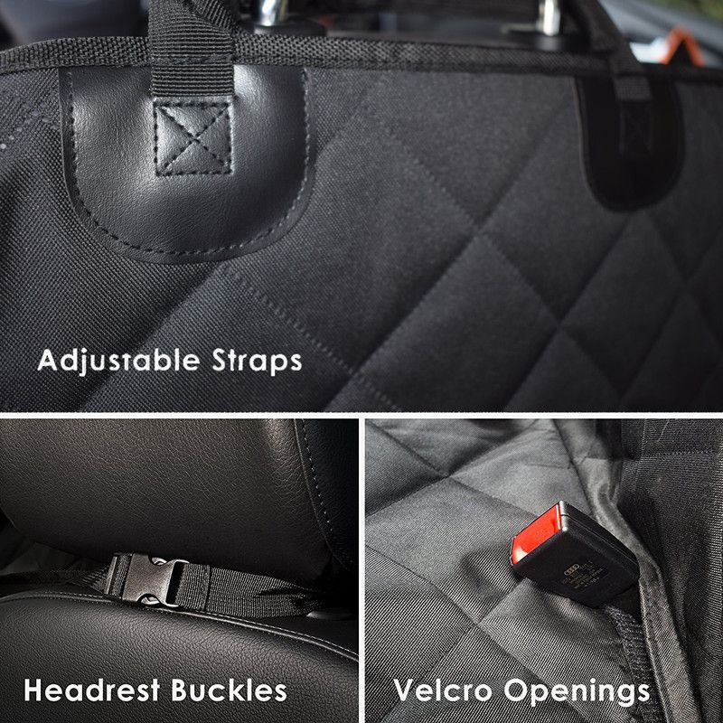 Waterproof Rear Seat Pet Cover for Car - Non-Slip Oxford Fabric Dog Seat Protector for Back Seat - Durable Quilted Cushion Pad for Pets - Black 152x143cm