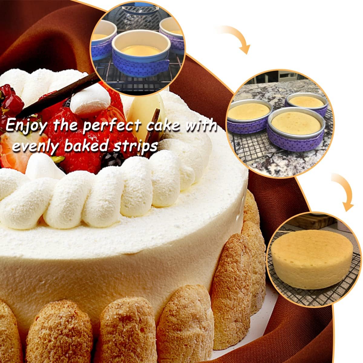 2 Piece Bake Even Cake Strips, Cake Pan Dampen Strips, Cake Pan Strips for Evenly Baked Cakes โ image 5