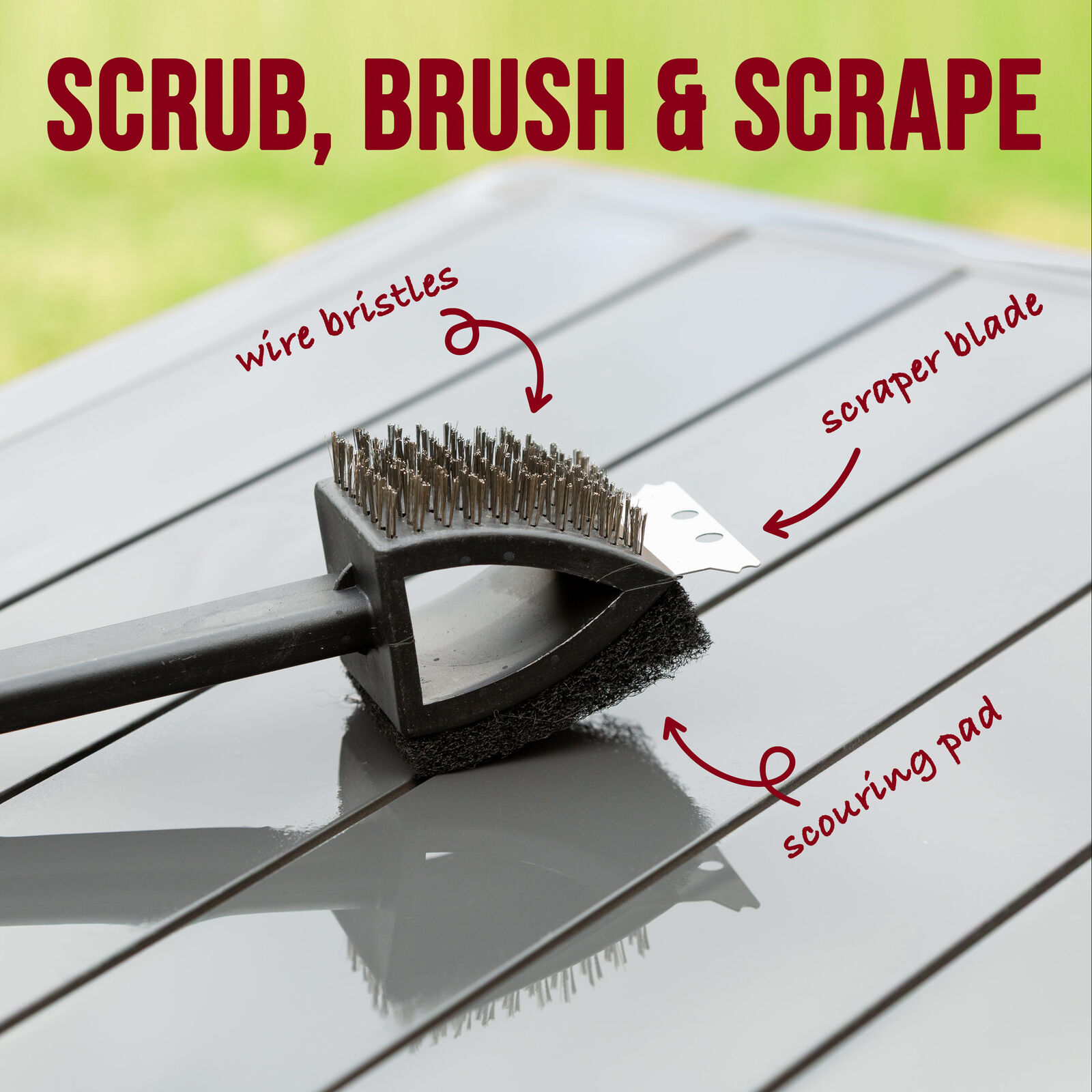 Stainless Steel BBQ Brush and Scraper Blade β image 4