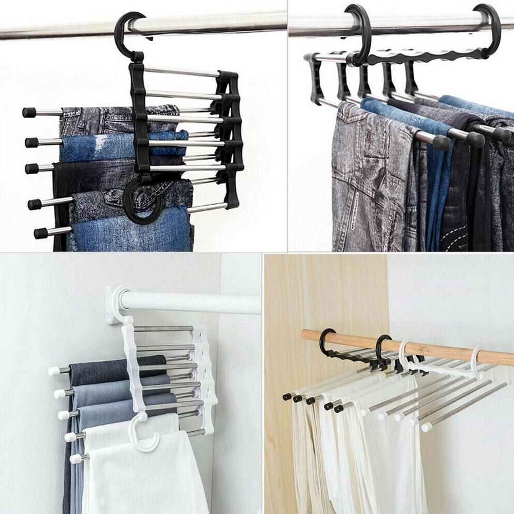 5-Pants Hanger Organizer with Connection Hook, White โ image 2
