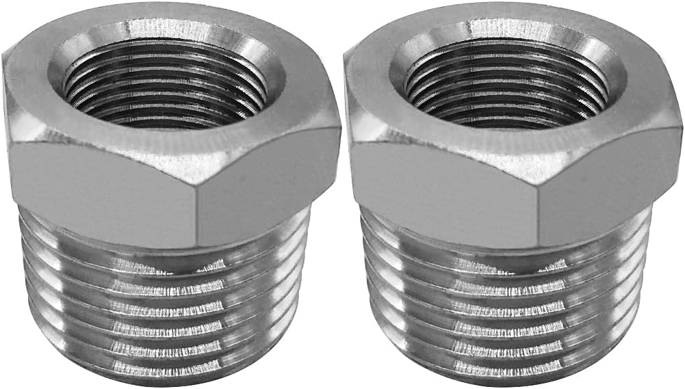 Stainless Water Line Adapter 3/8 Female to 1/2 NPT Male Reducer - Compression Fitting for Kitchen Bathroom Faucet Supply Hose, Stop Valve, Pipe Connector (Pack — image 2
