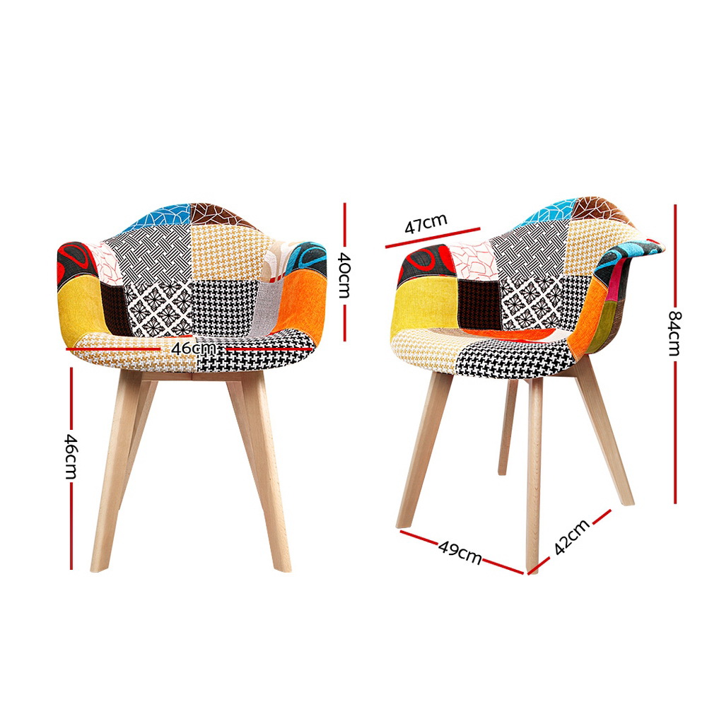 Artiss Dining Chairs Set of 2 Fabric Retro Replica DSW — image 2