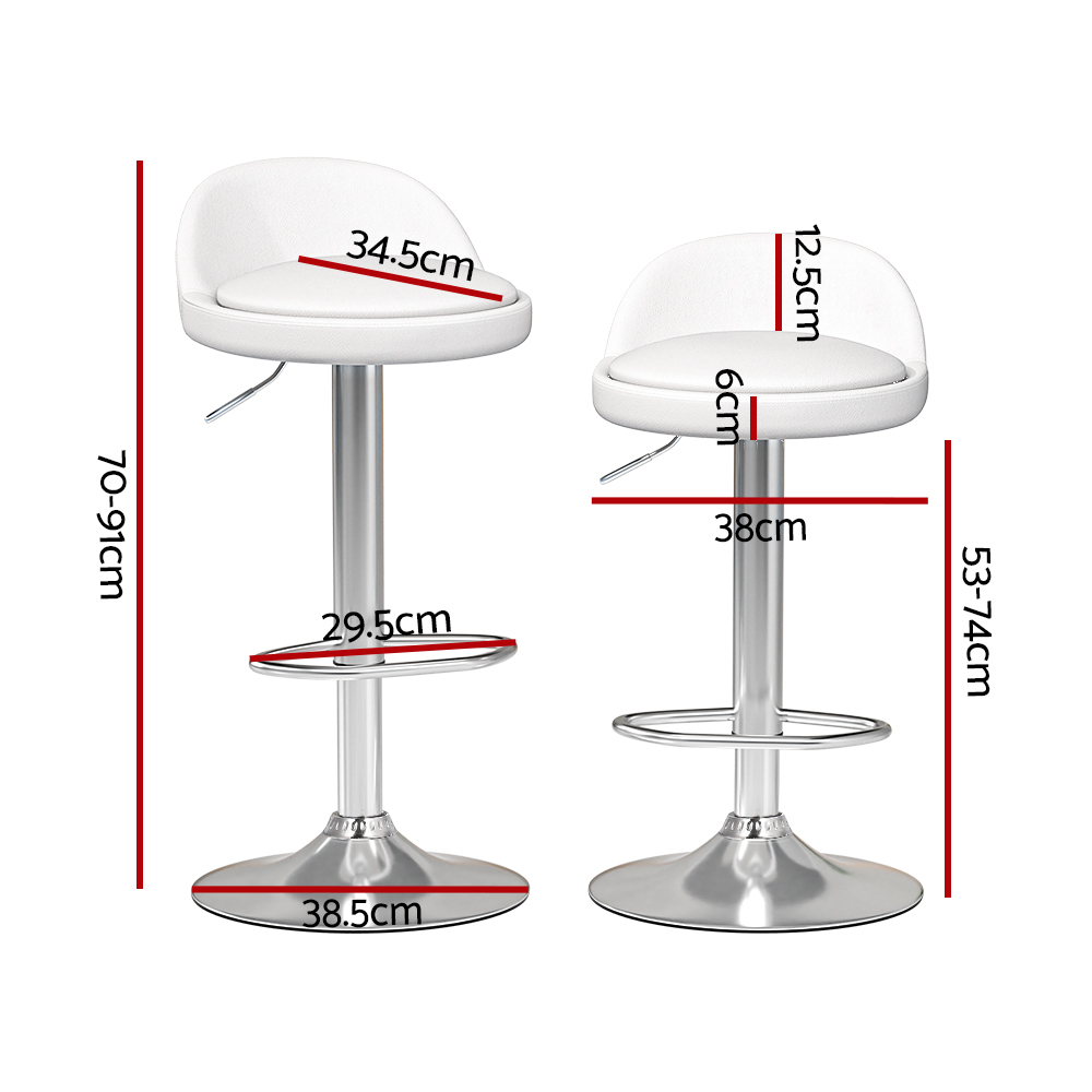 Artiss 4x Bar Stools PU Leather Gas Lift White — image 2