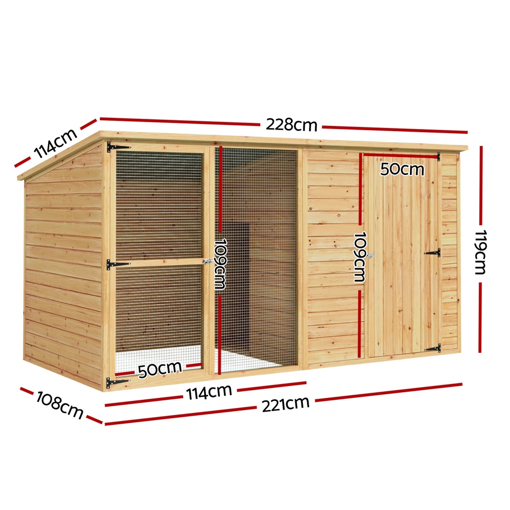 i.Pet Dog Kennel Extra Large 2.28M Wooden House Bed Outdoor Pet Puppy Cabin Log โ image 2