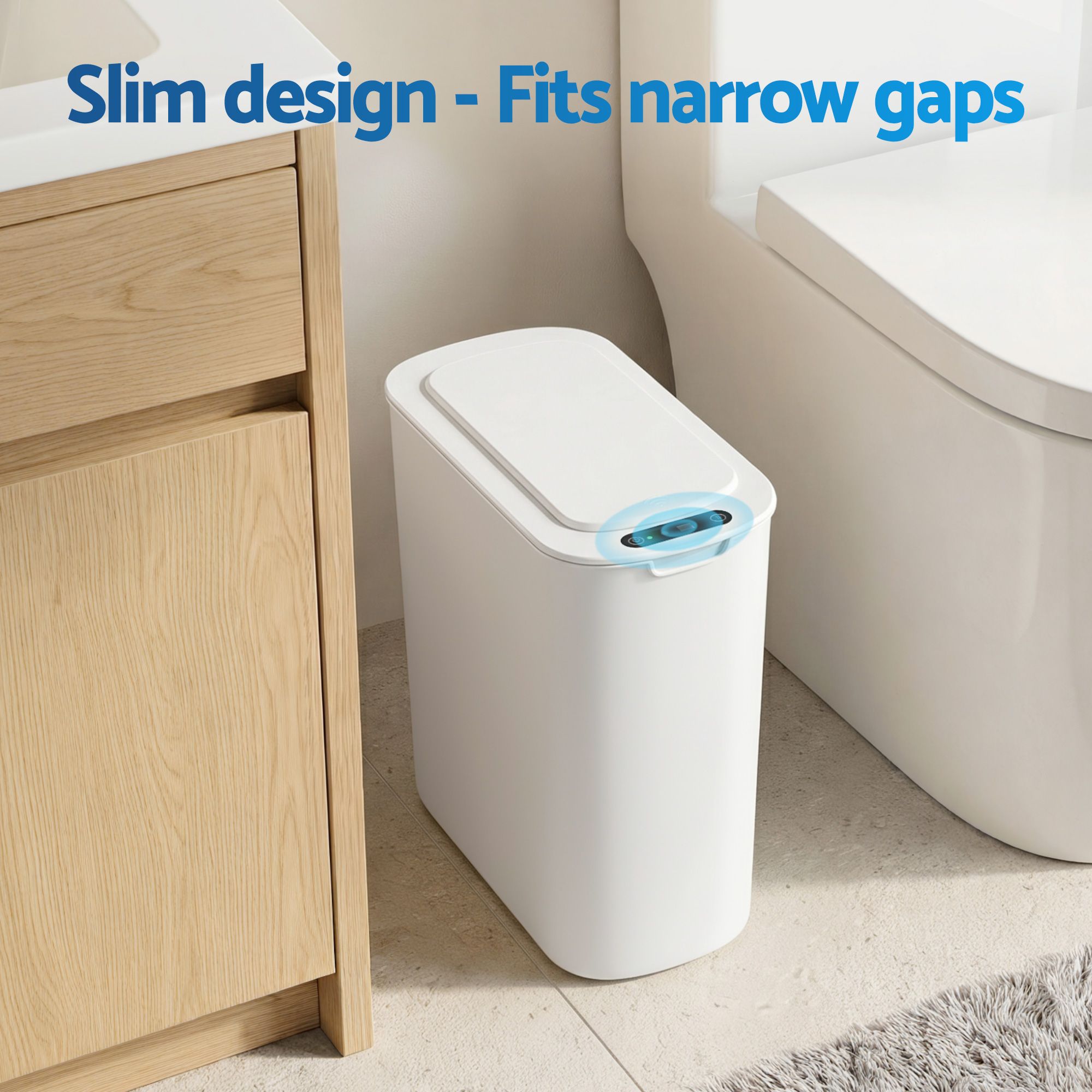 Devanti Automatic Trash Bin 2PCS with Lid 11L Motion Sensor Kitchen Bin Touchless Garbage Can Modern White Plastic Slim Rubbish Bin with Liner Holder for โ image 6