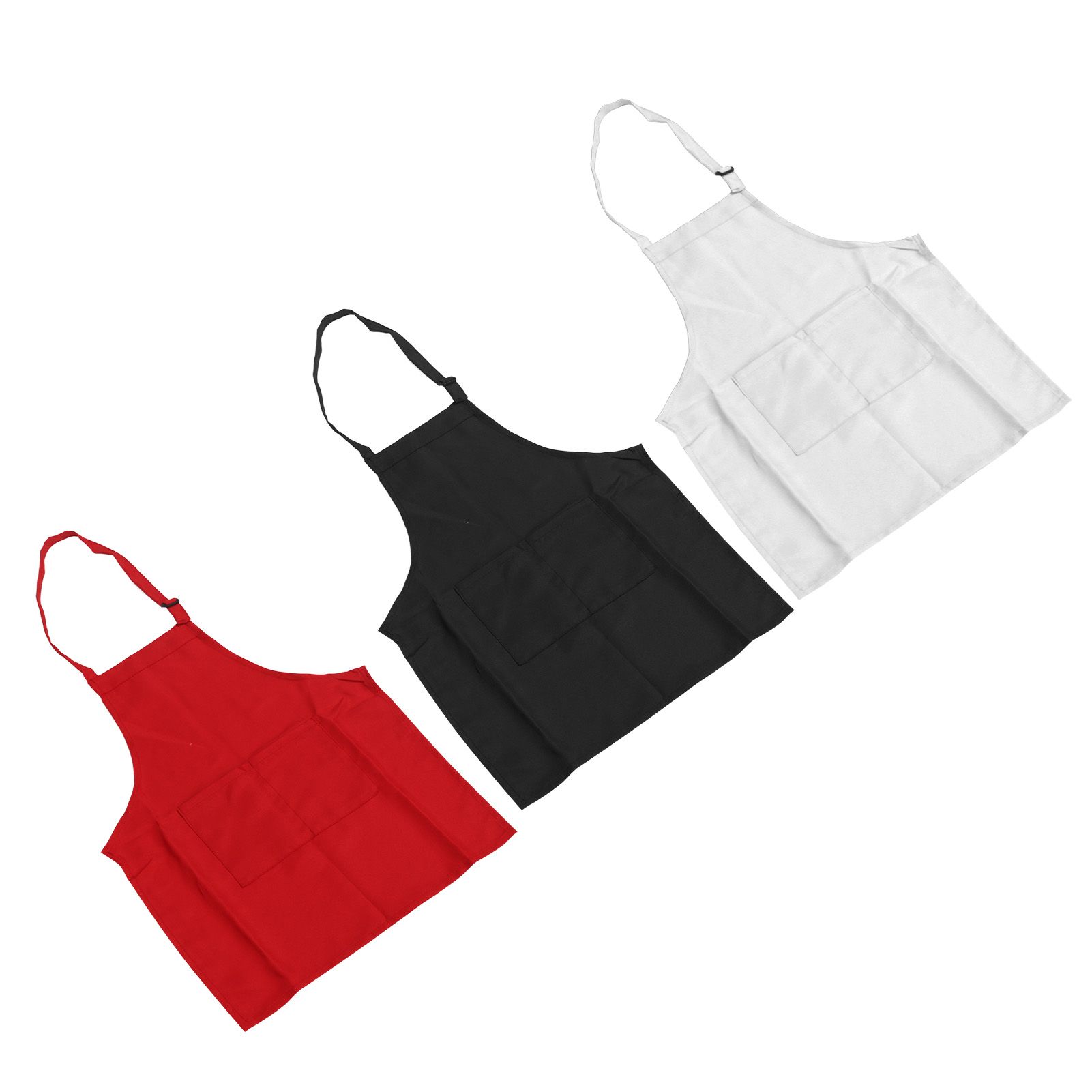 3Pcs Children Aprons Baking DIY Kids Aprons with Pockets for Boys Girls Aged 3‑6 White Red Black M Size 56cm Length — image 5