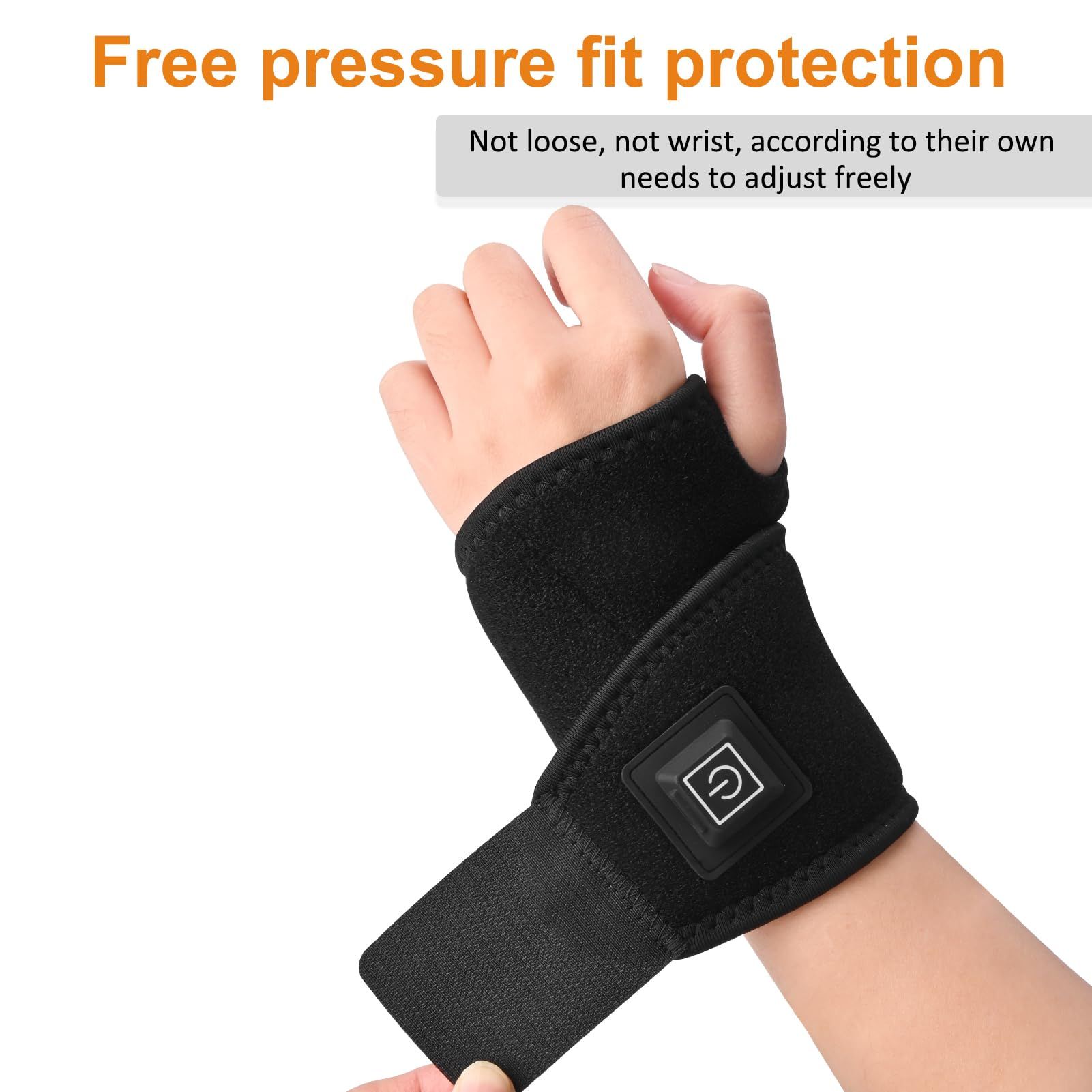 Heated Wrist Brace - Wrist Support to Relieve Pain, Relax Muscles, Long-lasting Comfort,Black (1pack) — image 4