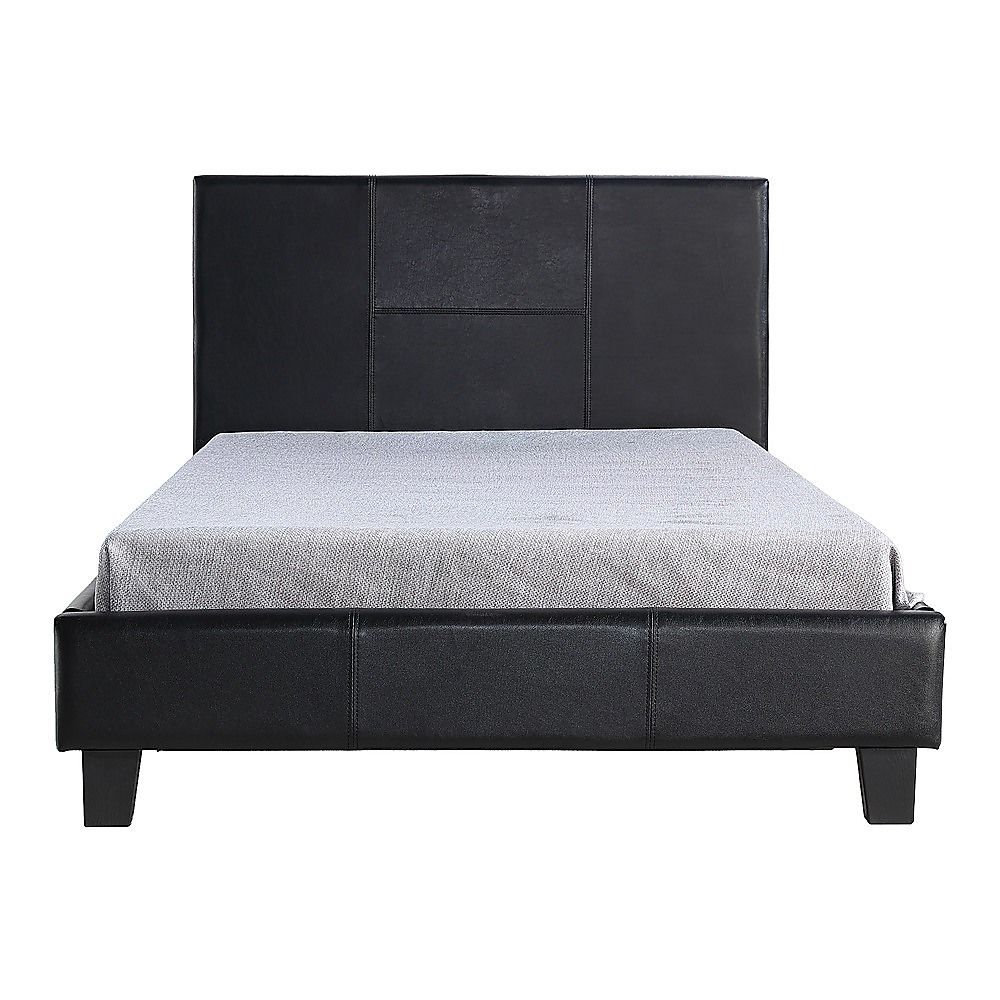 King Single PU Leather Bed Frame Black β image 7