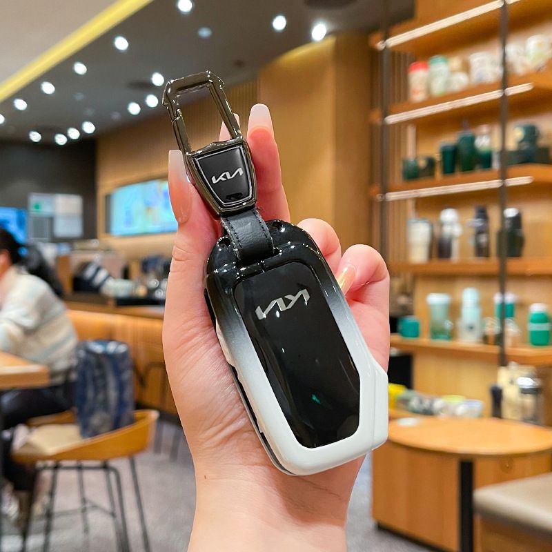 Kia Key Cover Fragrant Car Island H3 Gradient Black Standard H4 key gradient black and white single pack + metal buckle — image 4