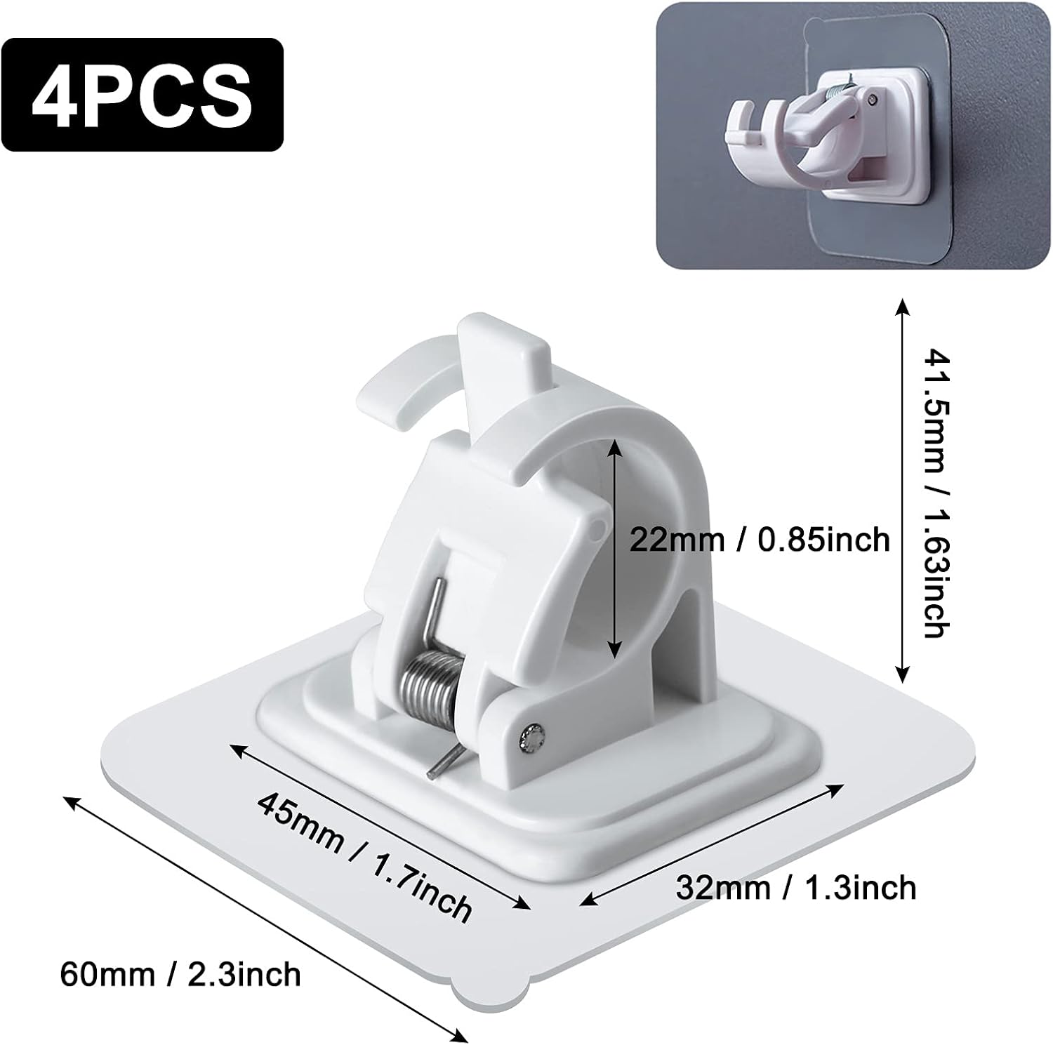 4 pieces of self-adhesive curtain rod brackets No drilling required Curtain hooks Fixed rod bracket Curtain rod wall mounting bracket Towel rod hooks for home โ image 2