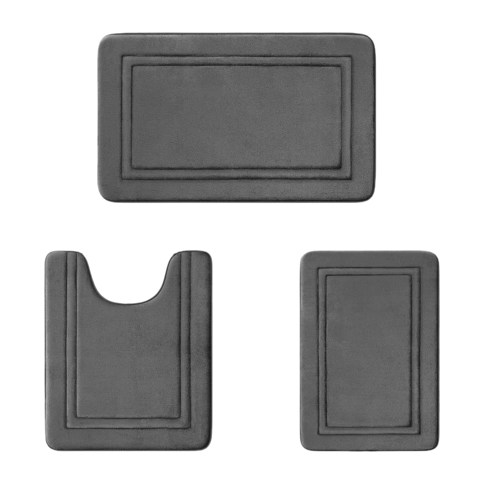 Bathroom Rugs Sets 3 Piece, Bath Mat Universal Soft Comfortable Water Absorption Non Slip Machine Washable Easy Dry Bathroom Mat Gray — image 2
