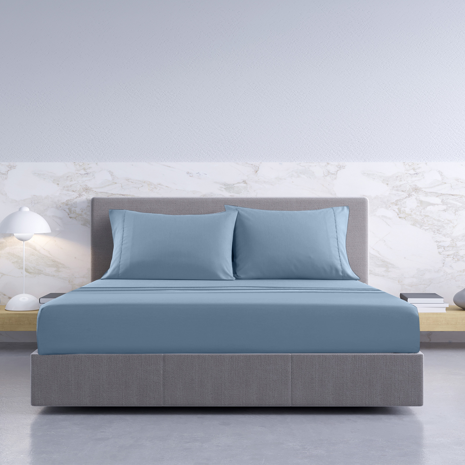 Royal Comfort 1000TC Hotel Grade Bamboo Cotton Sheets Pillowcases Set Ultrasoft - King - Blue Fog โ image 3