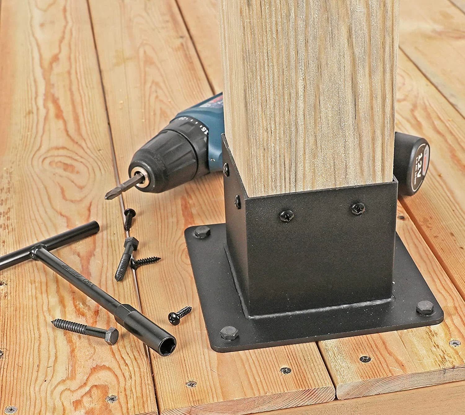 Post Stainless Steel Flange Anchor Base with Screws for Deck Railing,Black Finish (1 Pack) — image 5