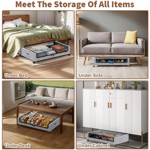 Gray Square Under-Bed Storage Rack with Wheels Sturdy Easy to Move for Bedroom AU — image 5