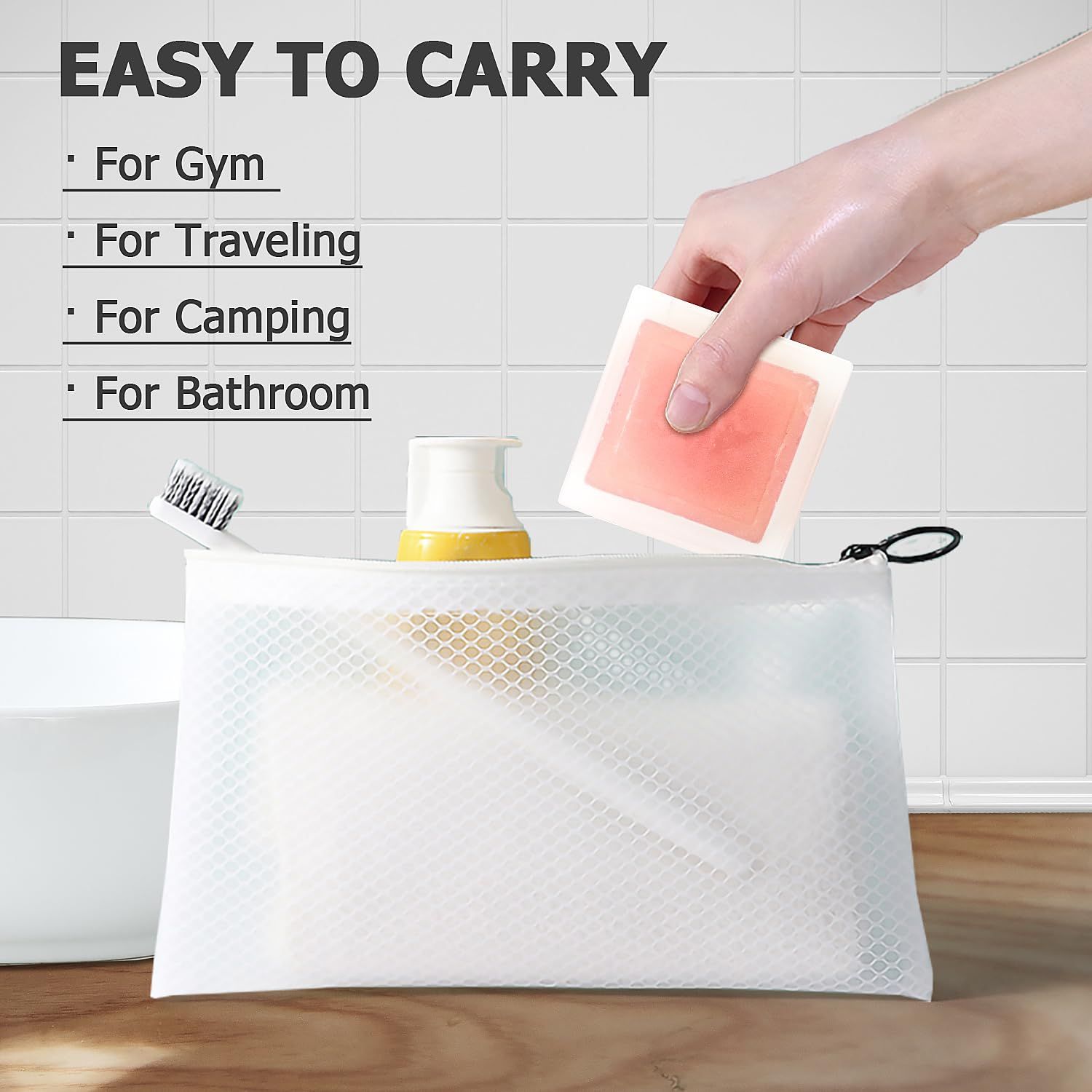 Travel Soap Case, Bar Soap Holder Fit Soap, Shampoo Bar Holder for Square Travel Soap Container with Draining (Transparent White) โ image 5