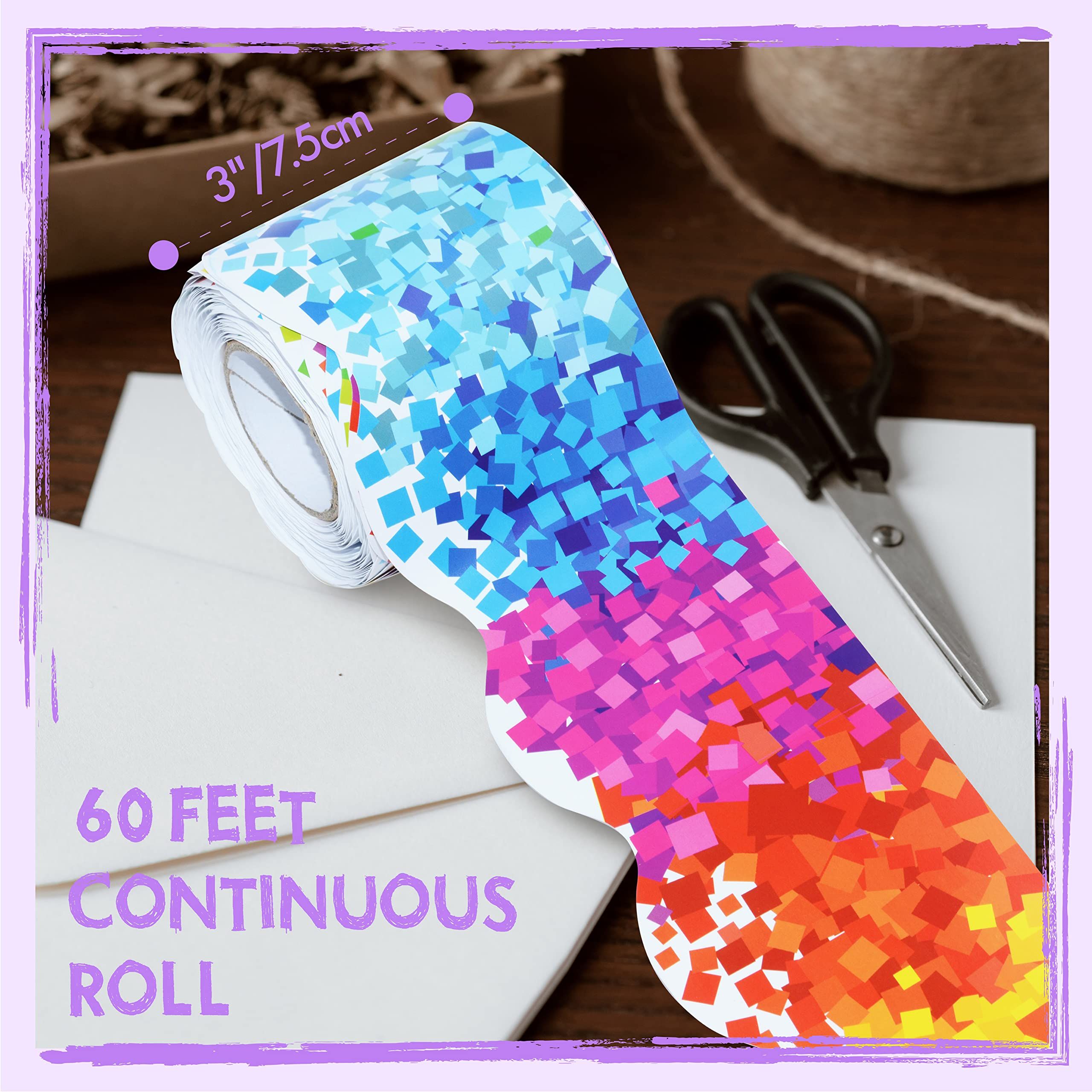 60 Feet Bulletin Board Borders, Confetti Scalloped Rolled Border Trim for School, Classroom & Offices — image 4