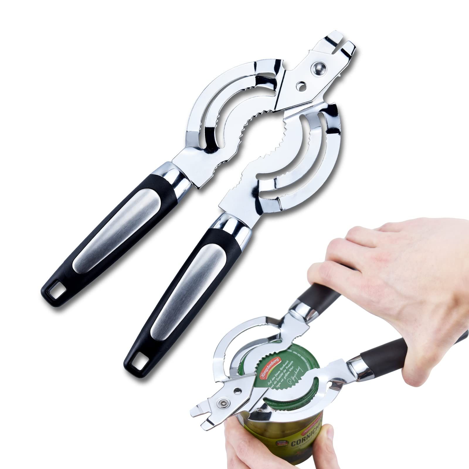 Multi Jar Opener for Weak Hands, Stainless Steel Jar Lid Opener, Beer Bottle Opener for Arthritic Hands, Seniors with Arthritis