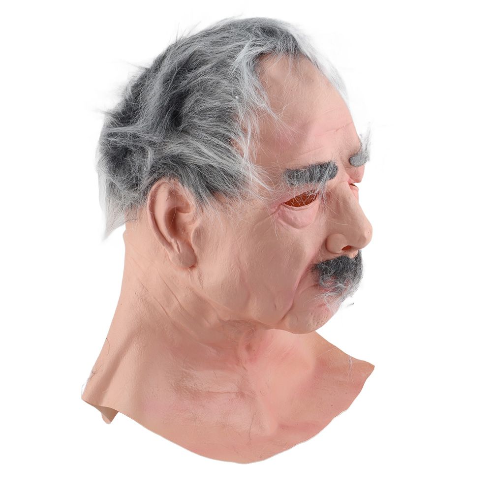 Halloween Latex Old Man Face Cover Elder Old Man Headgear for Masquerade Halloween Headgear Prop — image 3