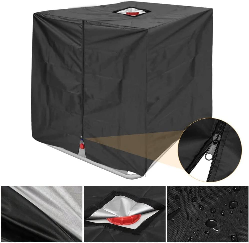 Waterproof UV-Resistant IBC Garden Water Tank Cover, Black, 210D Oxford with Zipper โ image 6