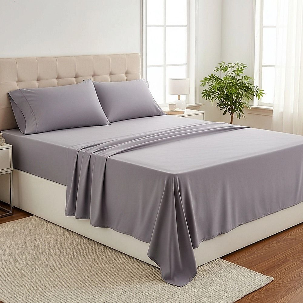 King Bed Sheet Set – 1800 Series Microfiber, Deep Pocket, Soft & Breathable, Grey — image 5