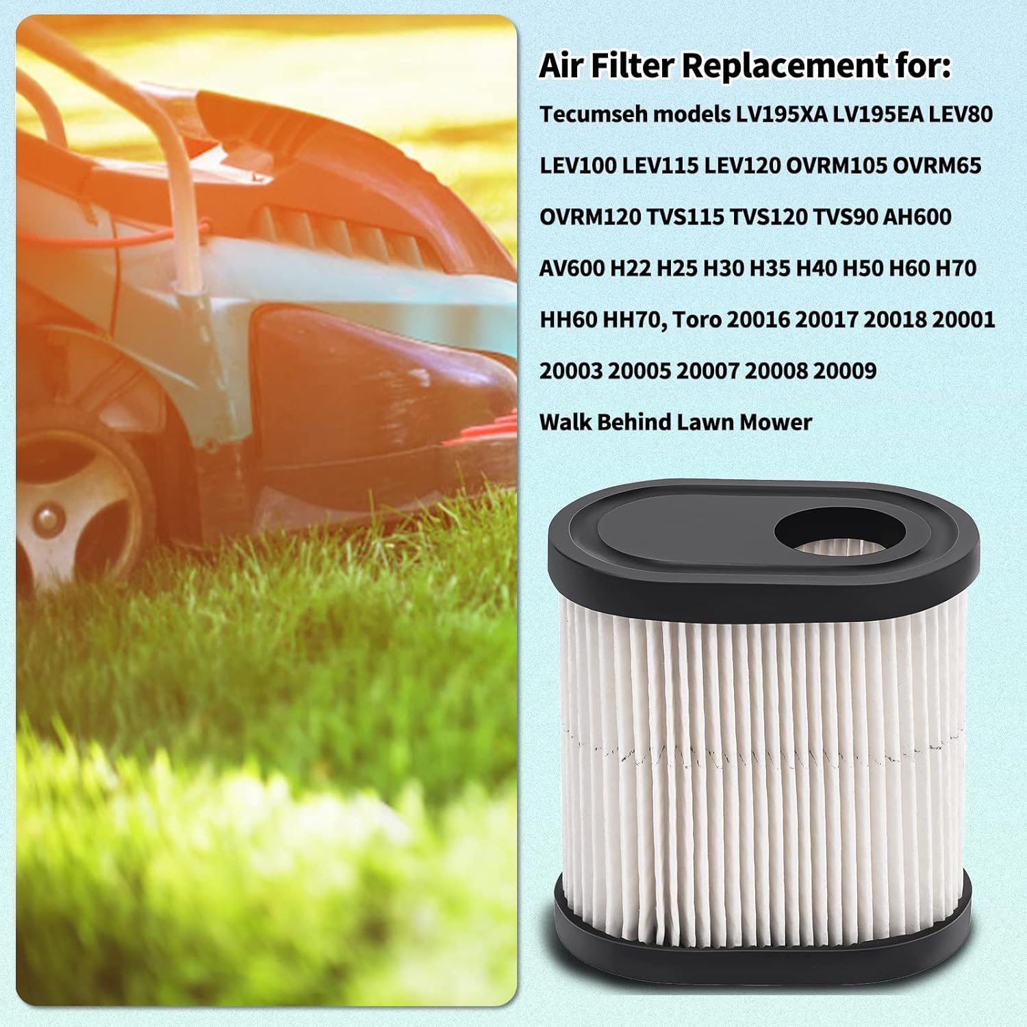 36905 Air Filter Fit for 740083A 751-11122 30-031 Rotary 9200 for Tecumseh LEV100 LEV115 LEV120 OVRM105 OVRM65 TVS115 TVS120 AH600 AV600 Toro Recycler 22 GTS โ image 4