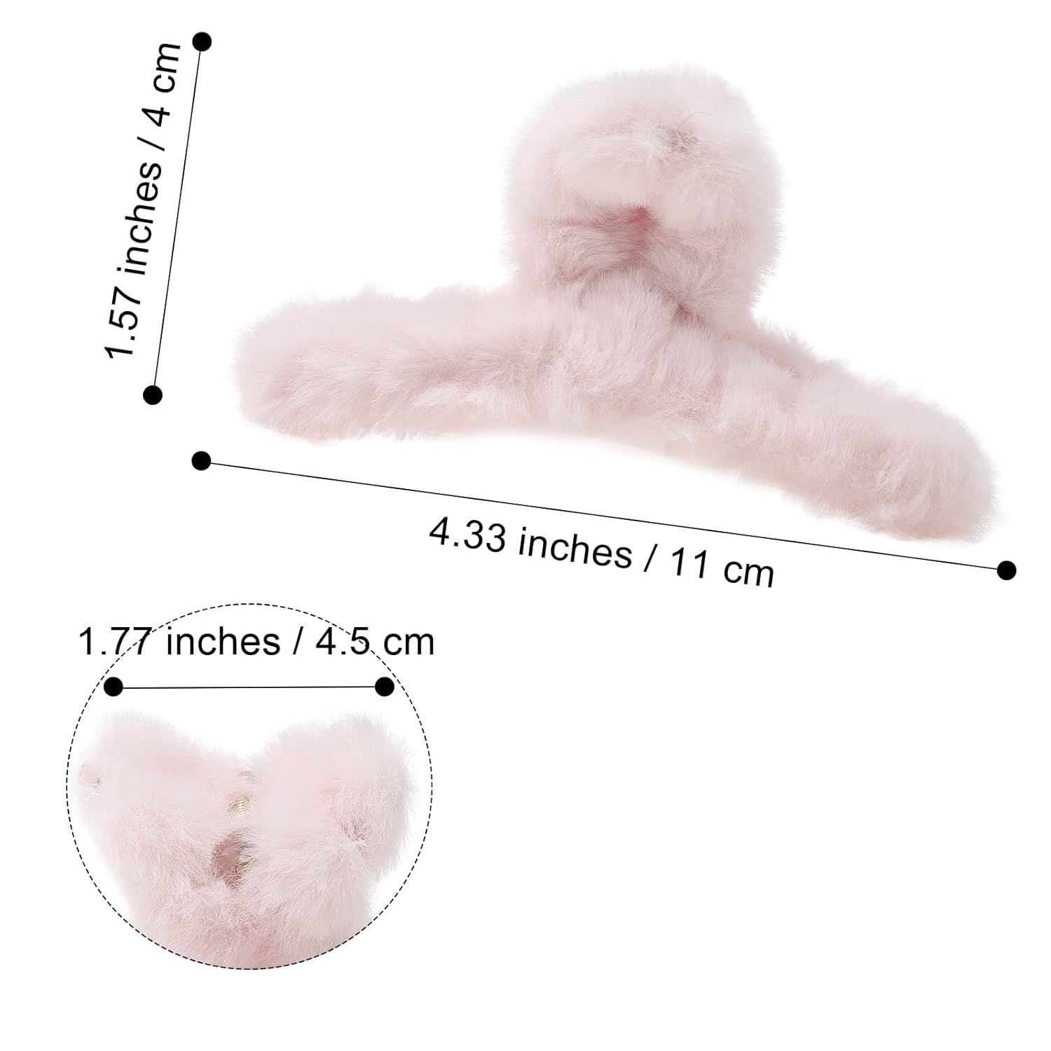 5PCS Large Claw Hair Clips or Thick Hair Big uzzy Hair Clips or Women Nonslip Strong Hold Hair Claw Clip (Plush (Blue+Grey+Pink+Purple+Beige)) — image 4
