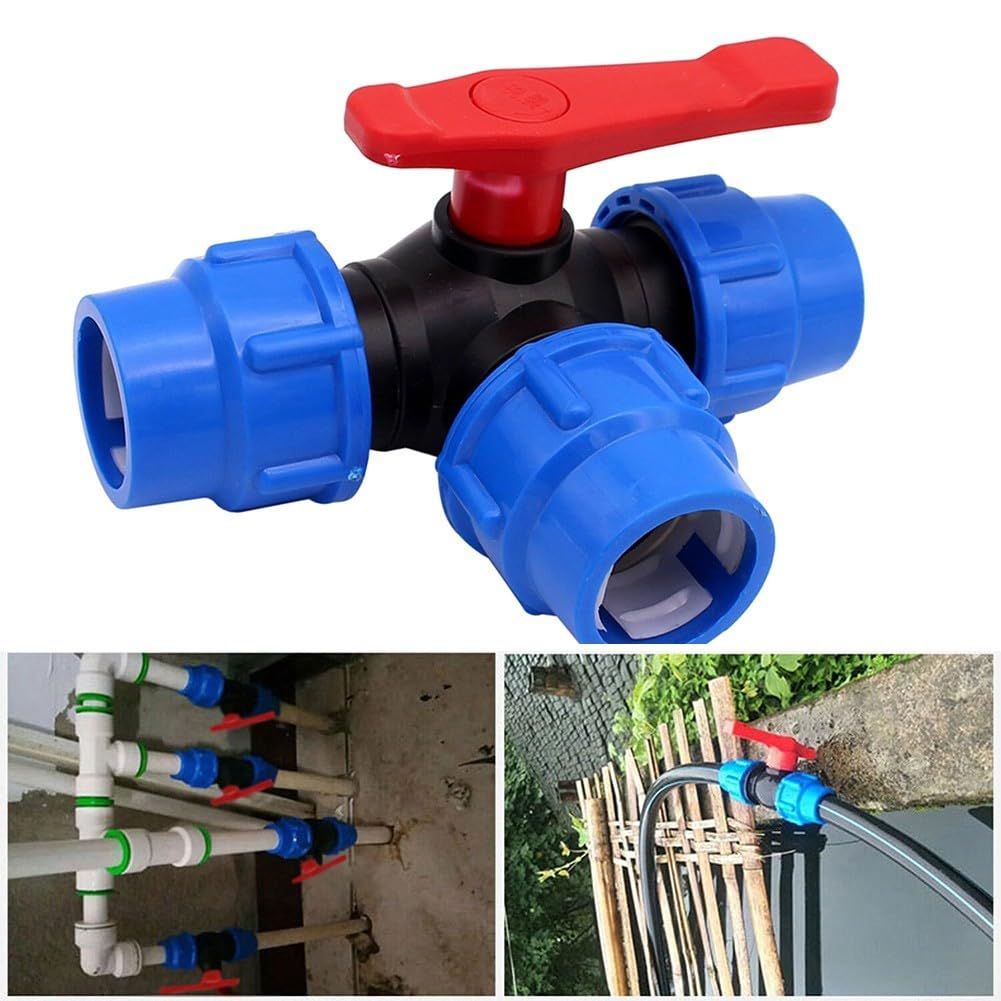 Garden Irrigation Ball Valve, 3-Way Quick Connector, T-Type PVC PE Fast Connection, PE Pipe 3 Way Ball Valve — image 5