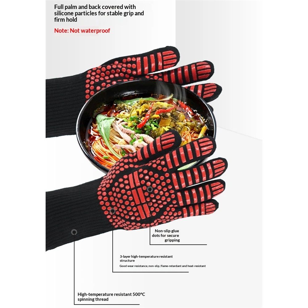 1 pair BBQ Gloves Heat and Flame Resistant Protection - Oven and Grill Gloves Hand Protection, Extended Wrist for Addtional Safety, Ideal for Outdoor Cooking — image 4