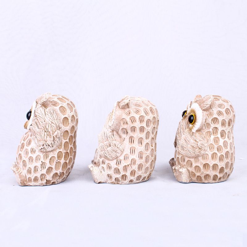 Set of 3 Owl Statues Home Décor, Cute Owl Figurines for Shelf, Living Room Bedroom Office Desktop, Bookshelf, Animal Sculptures Gifts