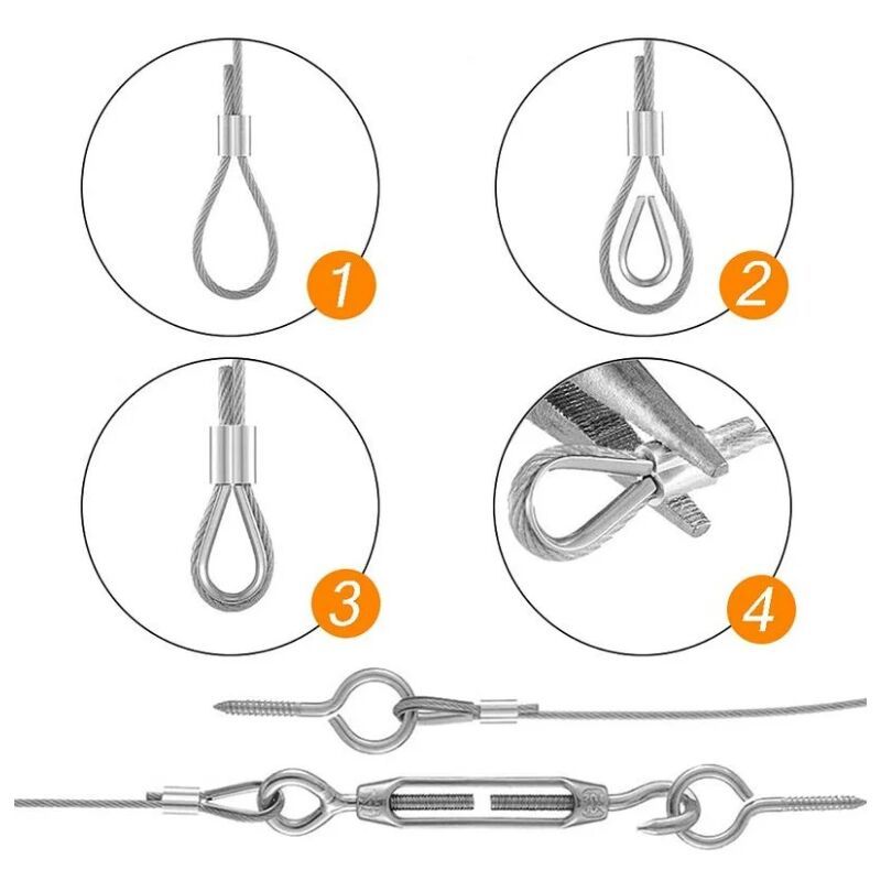 Stainless Steel Rope Hanging Kit, Nylon Coated Stainless Steel Cable, PVC Steel Cable Tensioner, for Tent Rope, Clothesline, Outdoor Chandelier, 30m — image 4