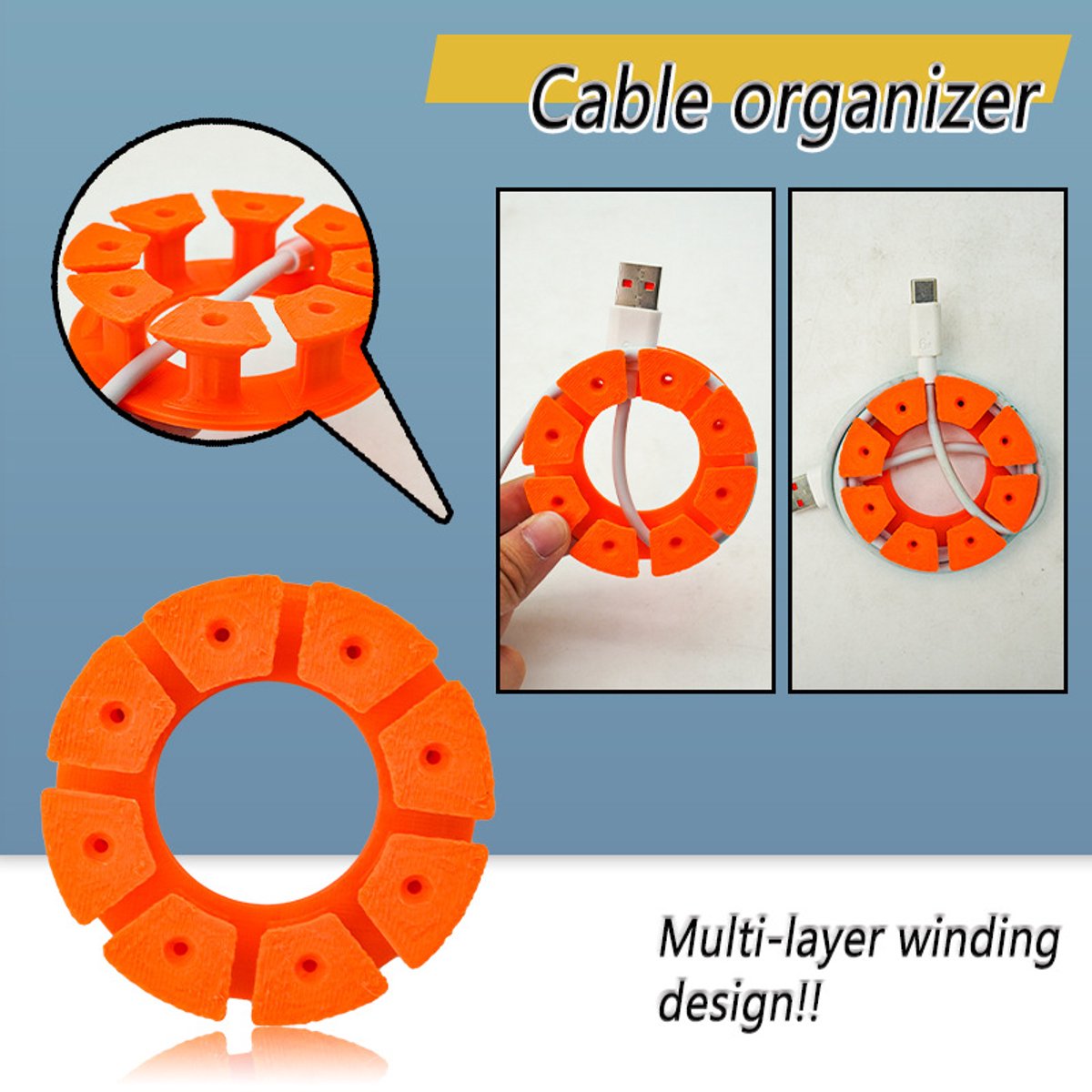 Cable Holder Set | Cable Organizer | Travel Cable Organizer – 4-pack – Cable Organizer for USB Charging Cable, HDMI Cable, Power Cord, Audio Cable & Mouse — image 3
