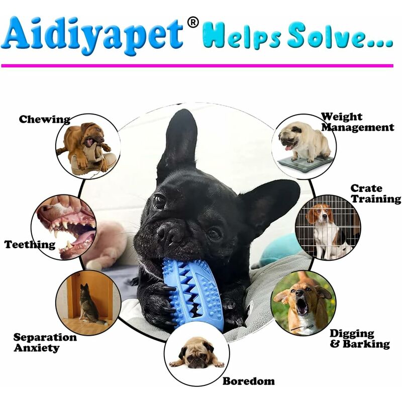 Dog Chew Toy, Educational Dog Toy, Heavy Duty Rubber, Blue - Biting, Chasing And Fetching Toy - For Medium Dogs And — image 3