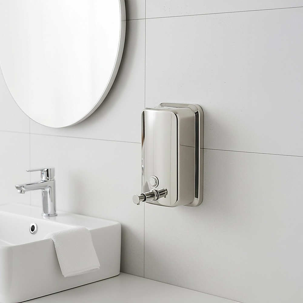 304 Stainless Steel Commercial Liquid Soap Hand Sanitiser Dispenser Wall Mount Bathroom Kitchen Office Hospital Restaurant 1000ml โ image 2