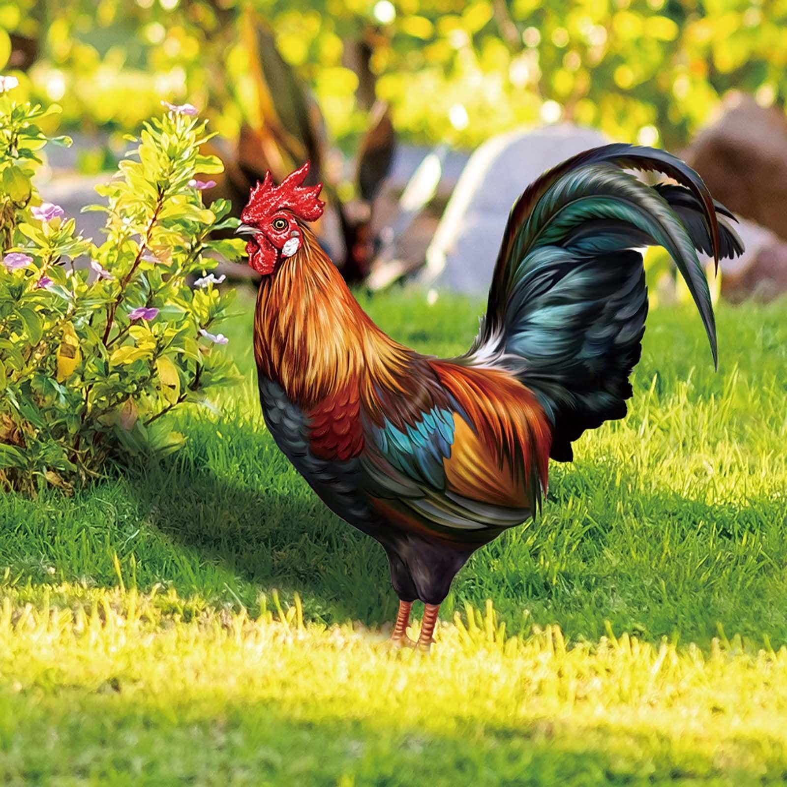 Metal Garden Statues Sculptures Decorative Garden Stakes Yard Chicken Decorations Metal Standing Animal Sculpture for Backyard — image 5