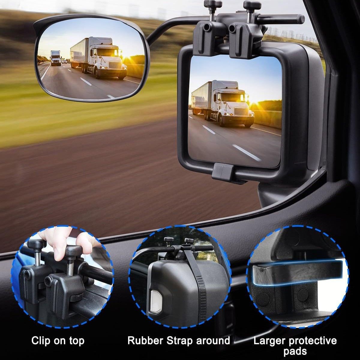 Universal Clip on Towing Mirrors Extensions for Towing, Side Mirror Extenders for Towing with RainProof, Convex Rearview Mirror, Tow Mirrors for Car Truck — image 4