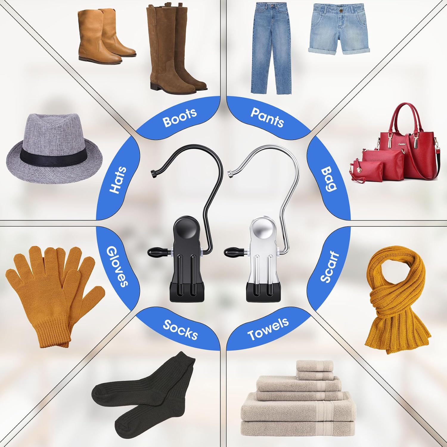 36 Pack Boot Hangers Clips for Closet, Laundry Hooks Hanging Clips Pants Hangers with Clips Legging Organizer Clothes Pins Hanger Clips for Closet Organizer — image 4