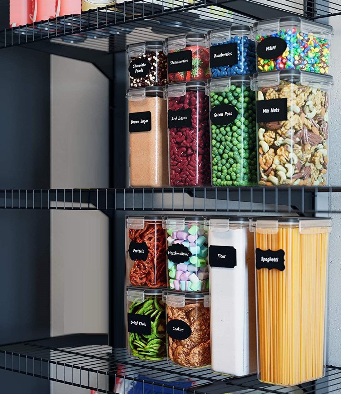 7 Pieces Plastic BPA Free Food Storage Containers for Kitchen (Black) โ image 4