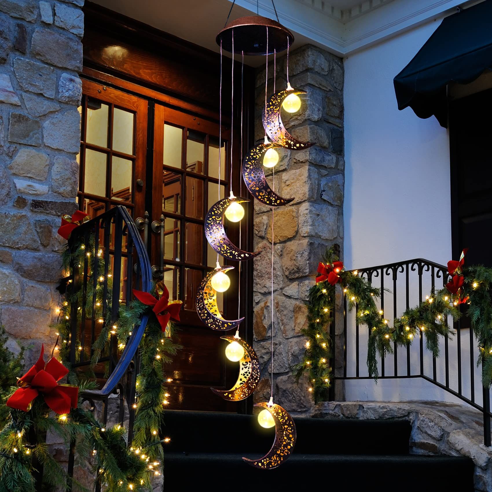 Solar Moon Wind Chimes Outdoor Solar Lights Windchimes Waterproof Hanging Decorations Gifts for Garden โ image 4