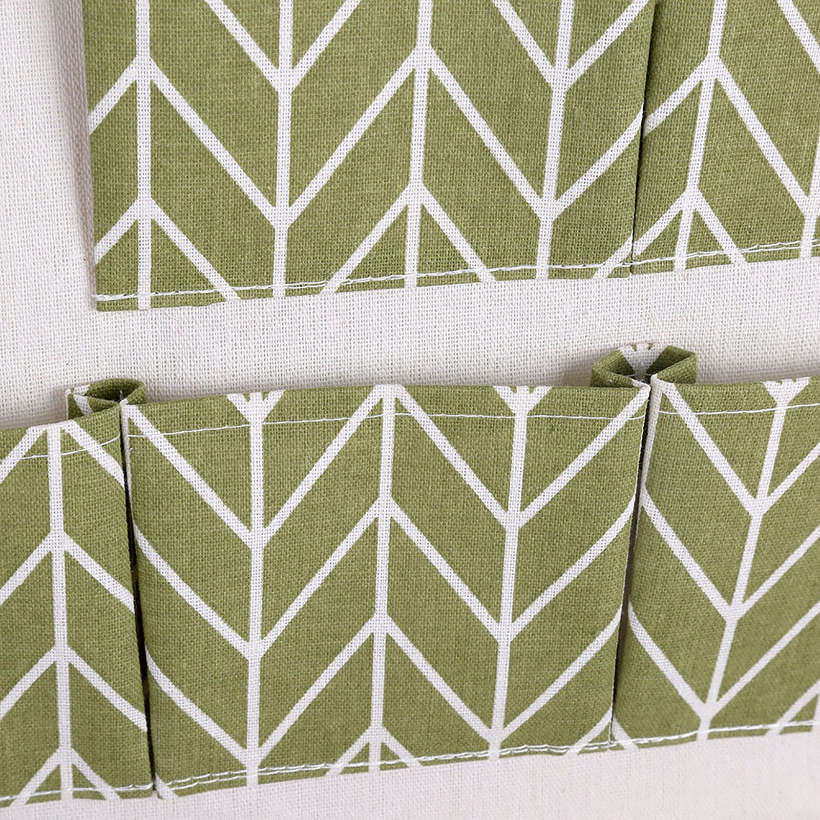 7 Pockets Cotton Linen Wall Hanging Storage Bags Door Pouch Bedroom Home Organizer Green — image 4