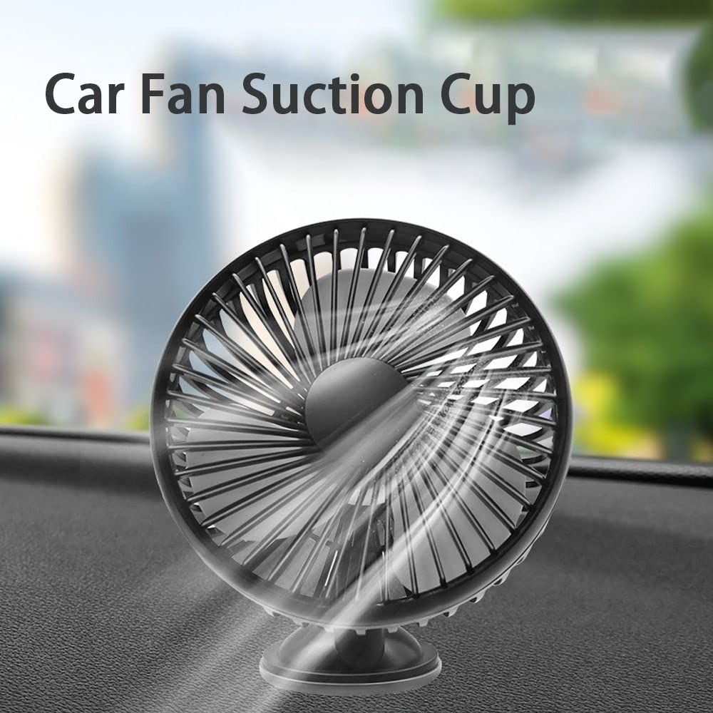 12V/24V Mini Car Fan ABS Black Auto Single Head Fan USB Universal Car Fan Suction Cup 360 degree Cooling Fan — image 5