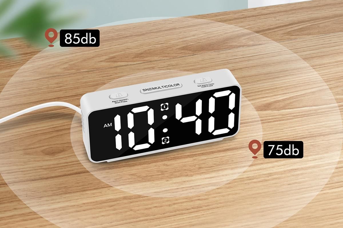 Small Digital Alarm Clock with 5 Dimmers and 5 Alarm Volumes for Bedrooms - White โ image 4